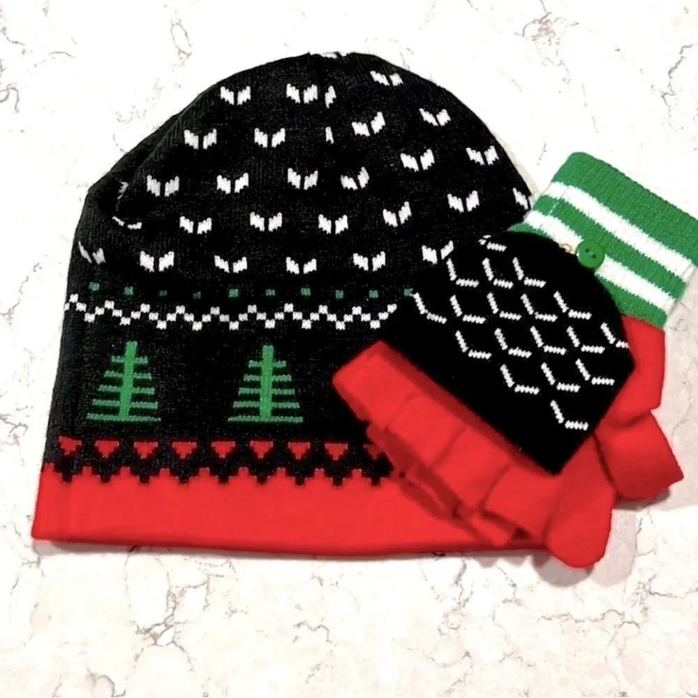 3-piece Winter Wear Set l Beanie & Fingerless Gloves l New